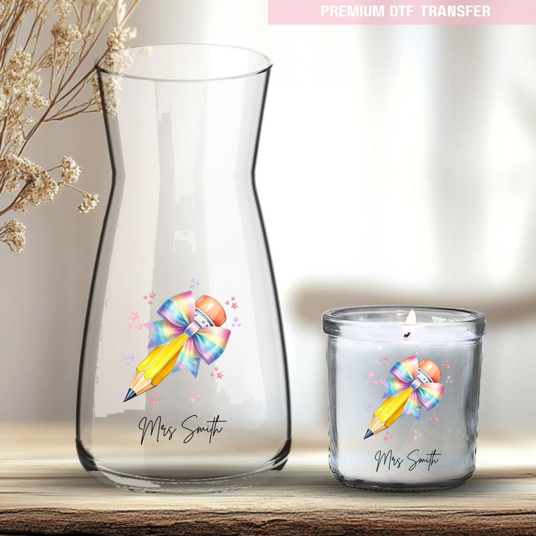 Personalised Teacher's Name - Colorful Pastel Pencils - UV DTF