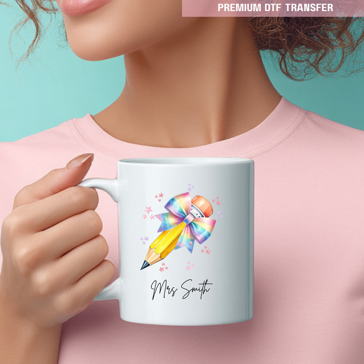 Personalised Teacher's Name - Colorful Pastel Pencils - UV DTF