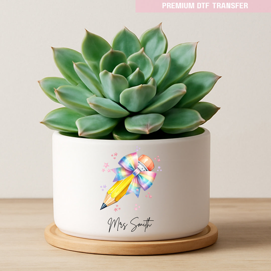 Personalised Teacher's Name - Colorful Pastel Pencils - UV DTF