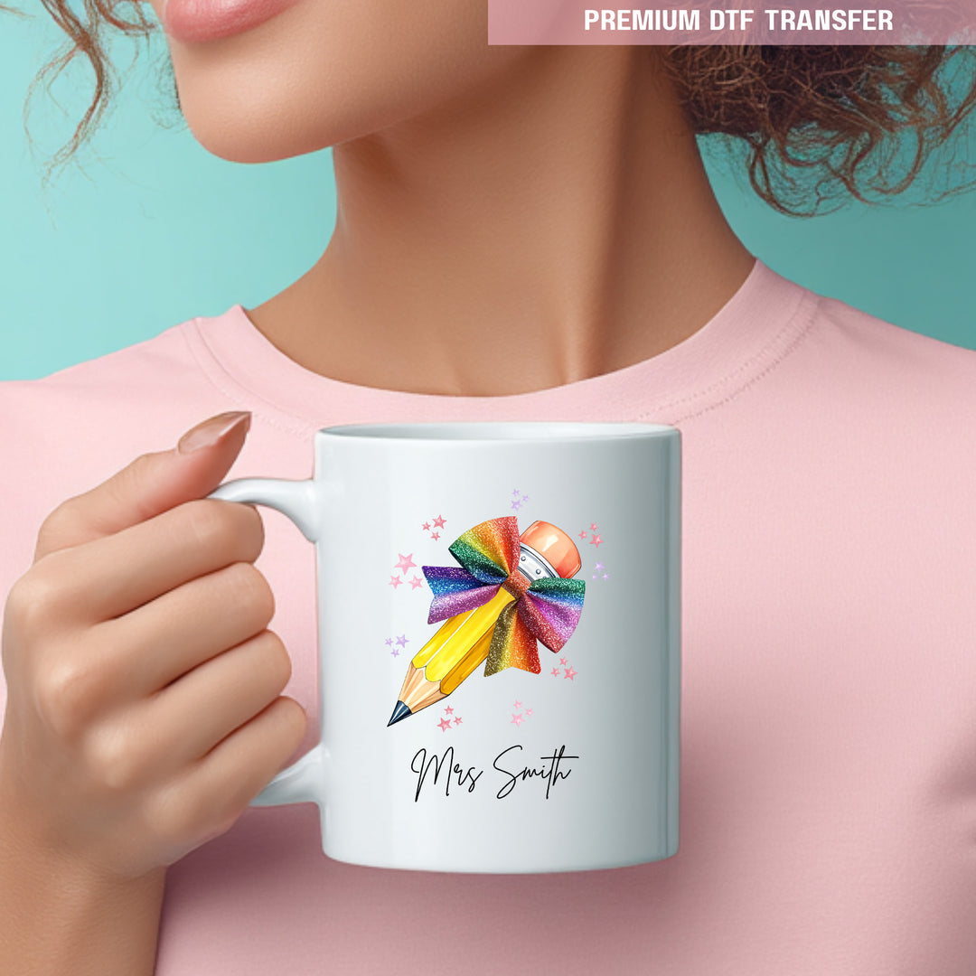 Personalised Teacher's Name - Colorful Pencil - UV DTF