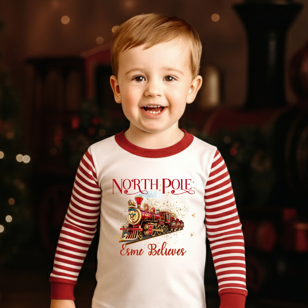 DTF Transfer - Red winter polar express train personalised - DTF ready to press