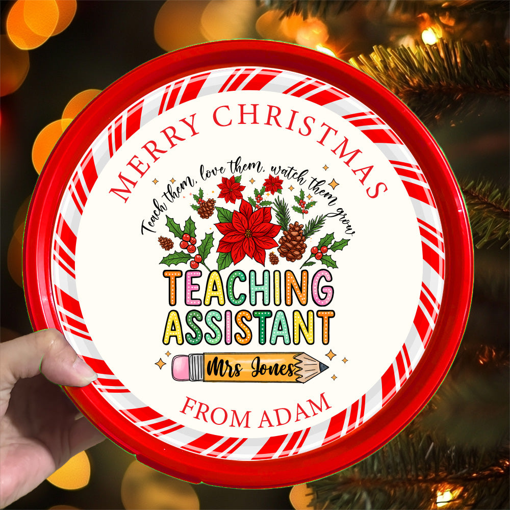 Teaching assistant merry christmas - Celebrations Chocolate Tub Label Sticker