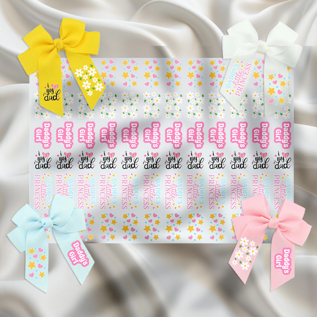 Father's day i love daddy - DTF hair bow transfer A4 sheet