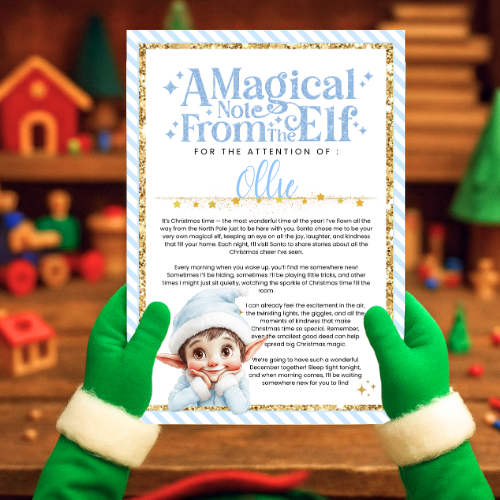A4 Cute Elf Letter - baby blue