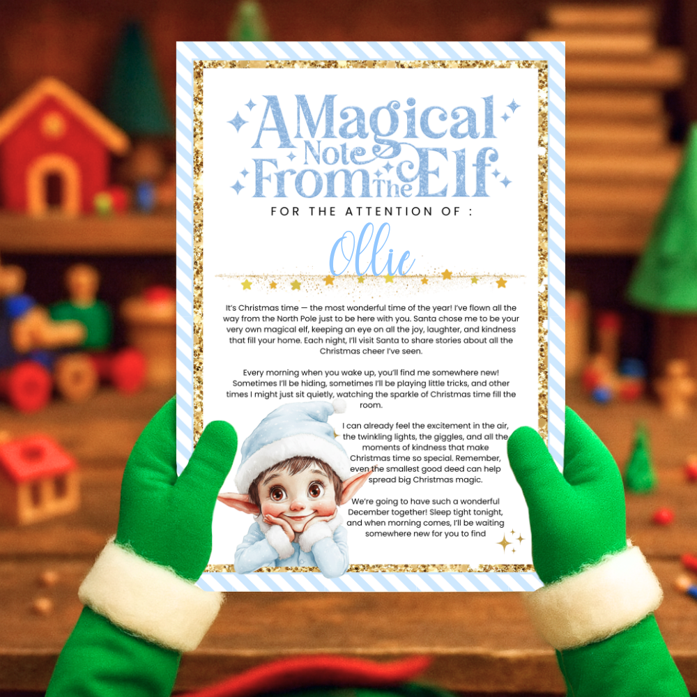 A4 Cute Elf Letter - baby blue