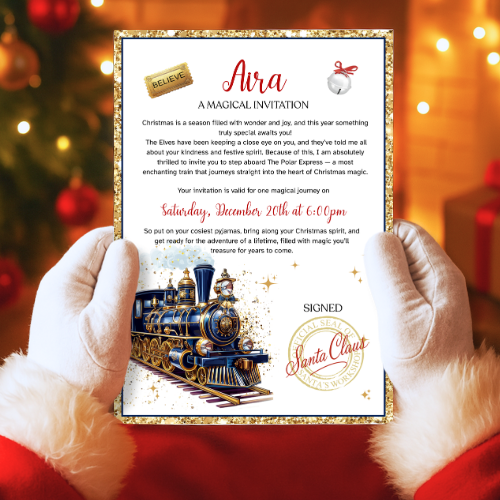 A4 Santa’s Train Letter - navy