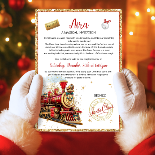 A4 Santa’s Train Letter - red