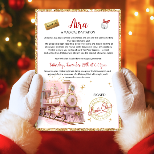A4 Santa’s Train Letter - pink