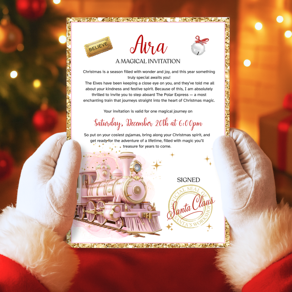 A4 Santa’s Train Letter - pink
