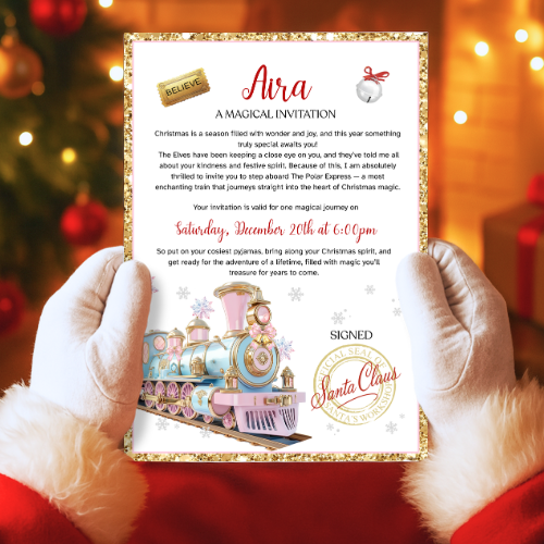 A4 Santa’s Train Letter - mix color blue pink