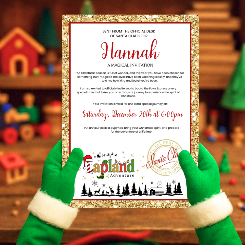 A4 All The Way To Lapland Letter - gold red list