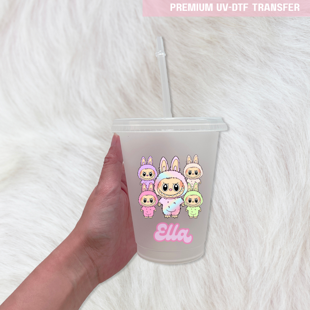 pastel Cute Monster with bow personalised - UV DTF