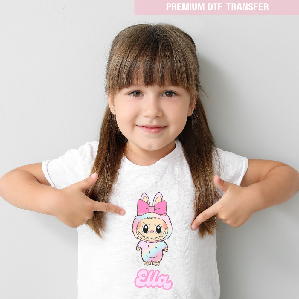 Choose your own Monster with bow personalised - DTF transfer ready to press