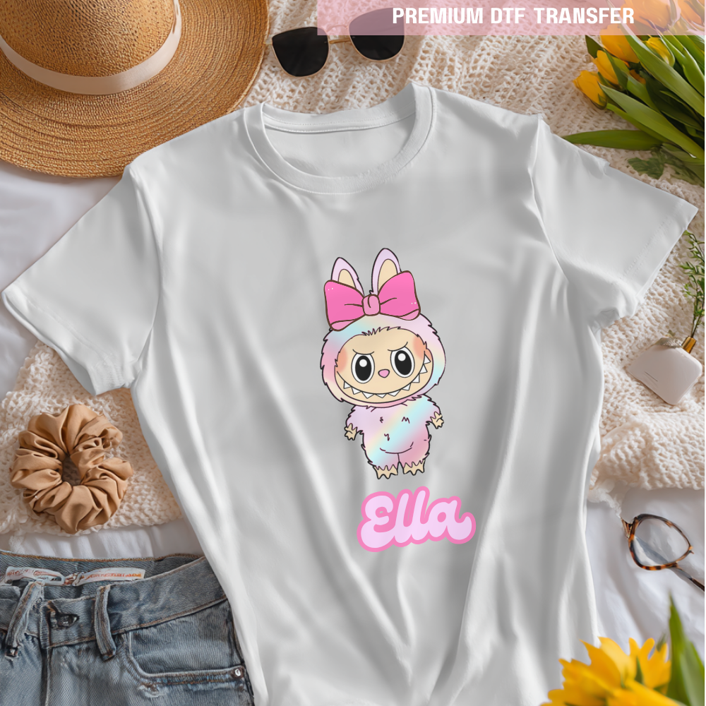 Choose your own Monster with bow personalised - DTF transfer ready to press