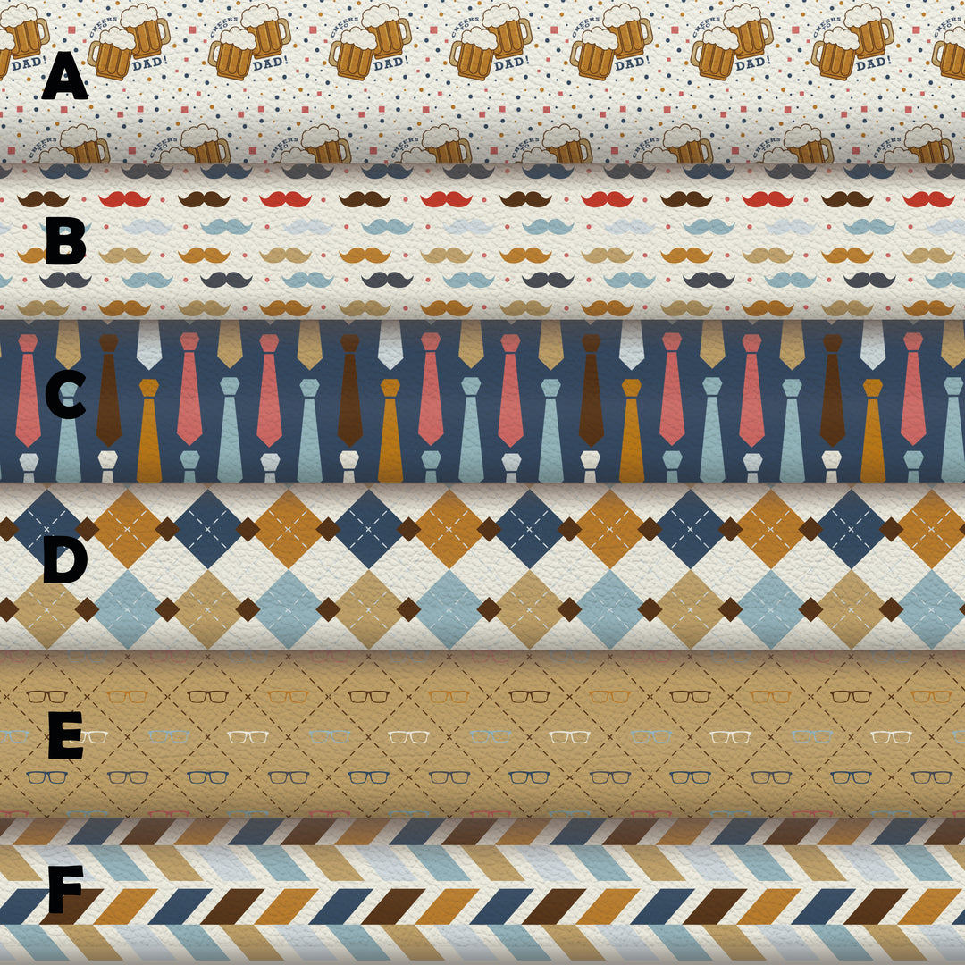 Father's day - moustache - craft beer - tie - Pu Leather vinyl - canvas - choose Fabric material Sheets