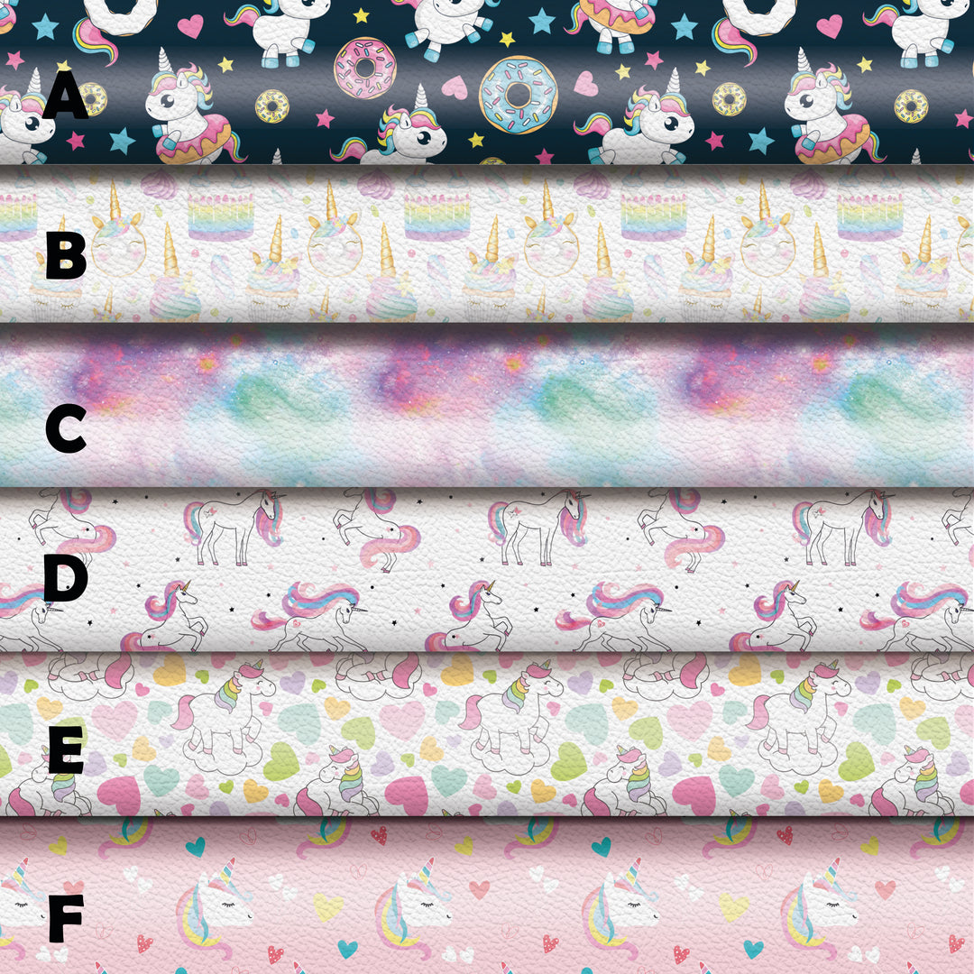 Unicorn cake , birthday, donut - Pu Leather vinyl - canvas - choose Fabric material Sheets
