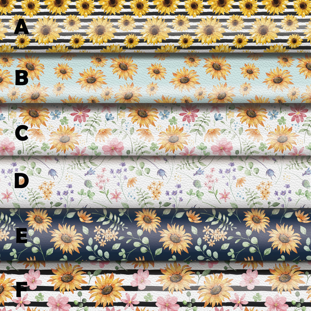 Sunflower summer flower - Pu Leather vinyl - canvas - choose Fabric material Sheets