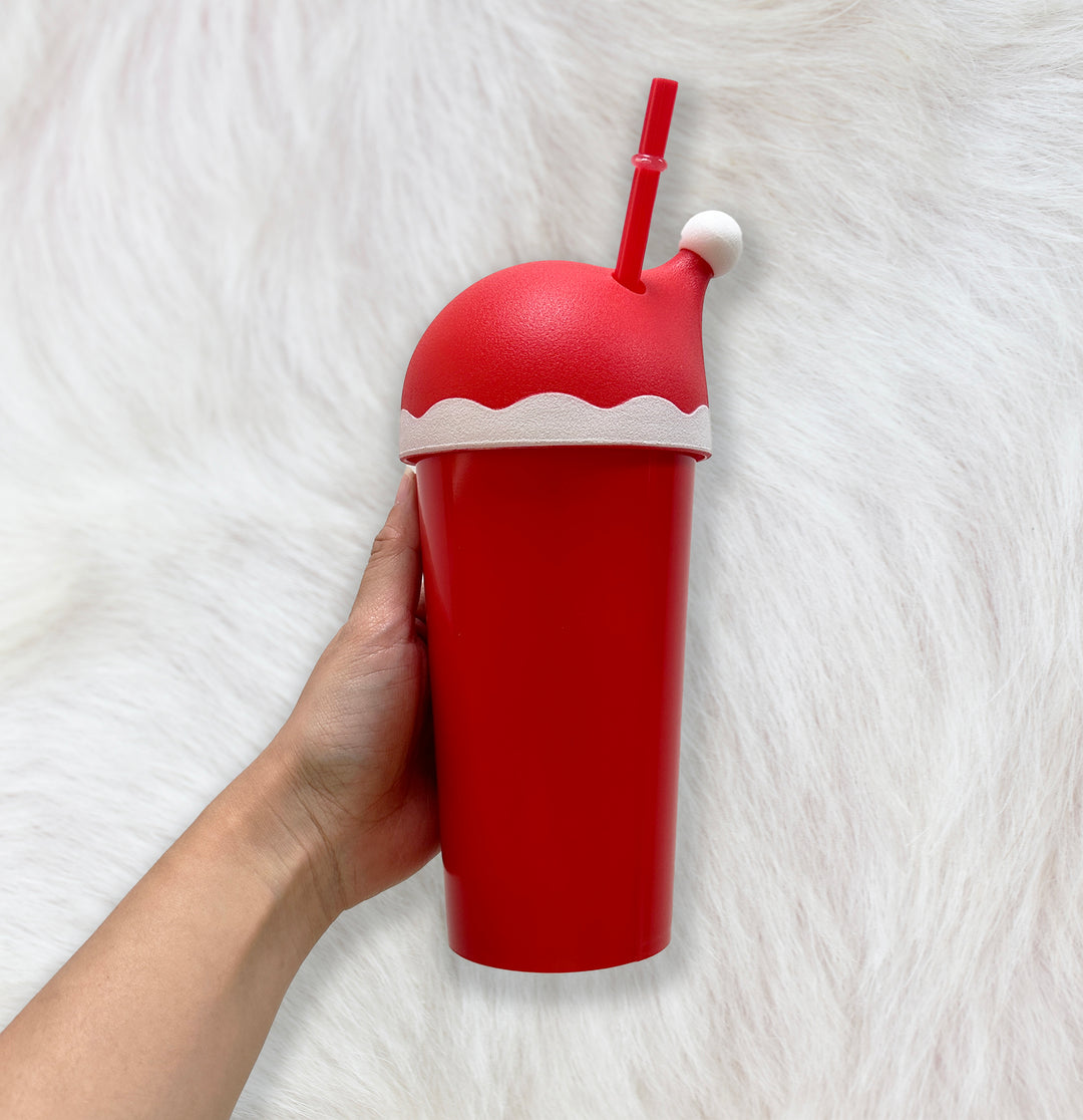Christmas Red Santa hat tumbler cold cup 24oz