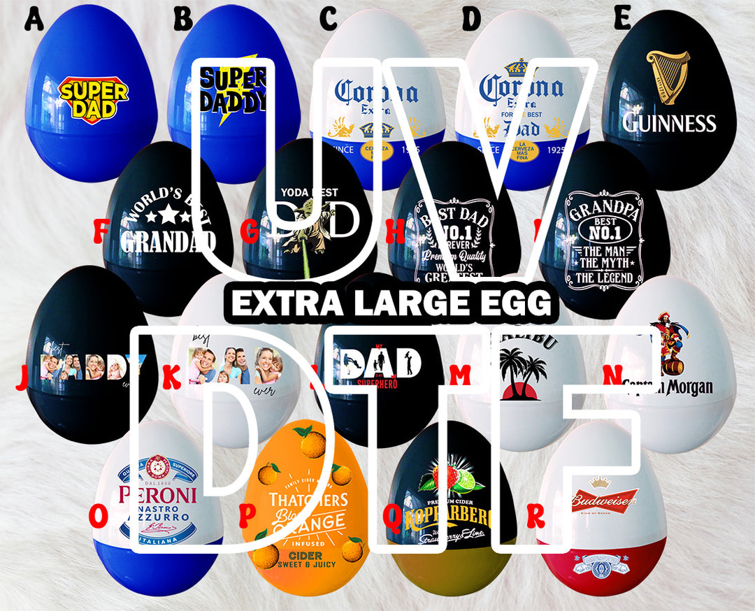 Uv DTF for EXTRA large ( egg 28cm tall ) Fillable Plastic Eggs - Fathers day beer