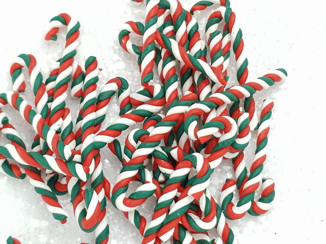 Clay Charm Embellishment - New Mini Candy Cane set of 4 - Crafty Mood