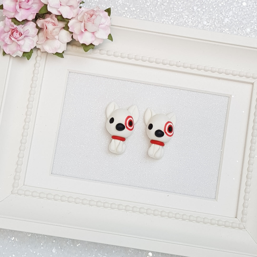 White Dog - Handmade Flatback Clay Bow Centre - Crafty Mood