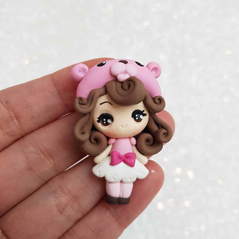 Handmade Clay Embellishment - NEW BEAR GIRL BIG EYES - Crafty Mood