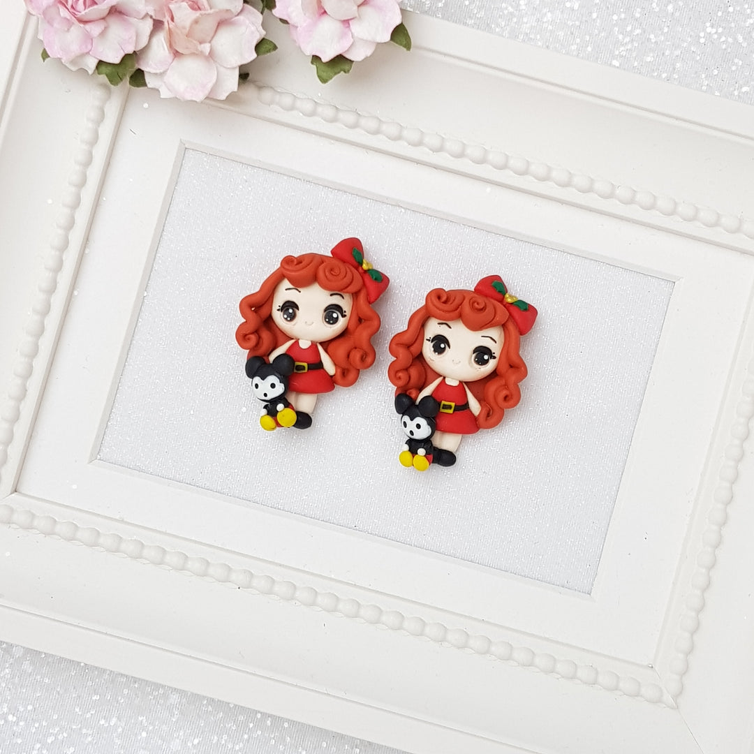 Big Eyes Christmas Girl - Embellishment Clay Bow Centre - Crafty Mood