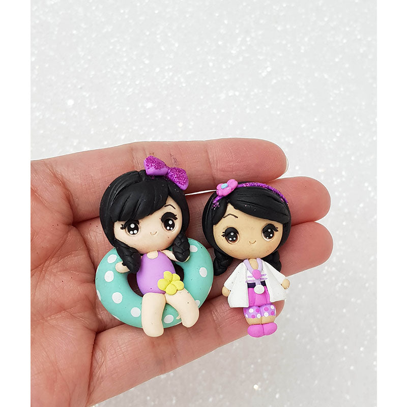 Clay Charm Embellishment - Doctor Girl Big Eyes - Crafty Mood