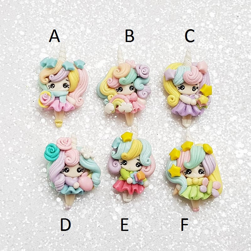 Clay Charm Embellishment - Mini Unicorn Girl - Crafty Mood