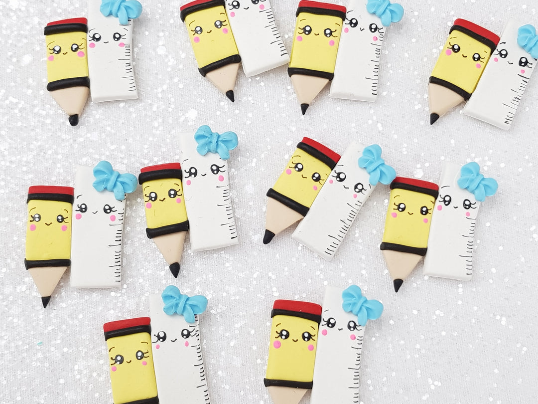 Clay Charm Embellishment - Pencil Ruler Delight - Crafty Mood