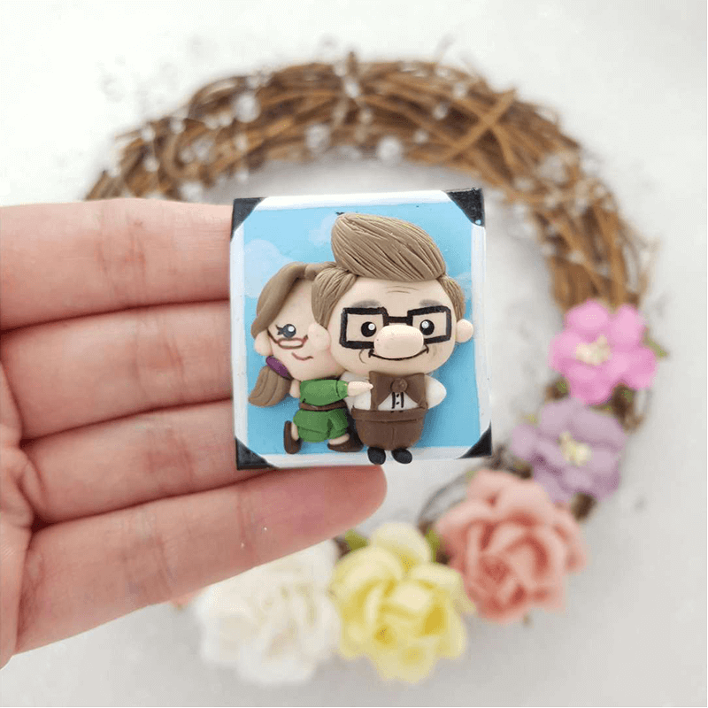 Happy grandparents cameo - Handmade Flatback Clay Bow Centre