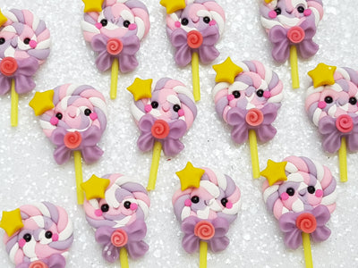 Clay Charm Embellishment - NEW Lollipop Pink Lilac - Crafty Mood