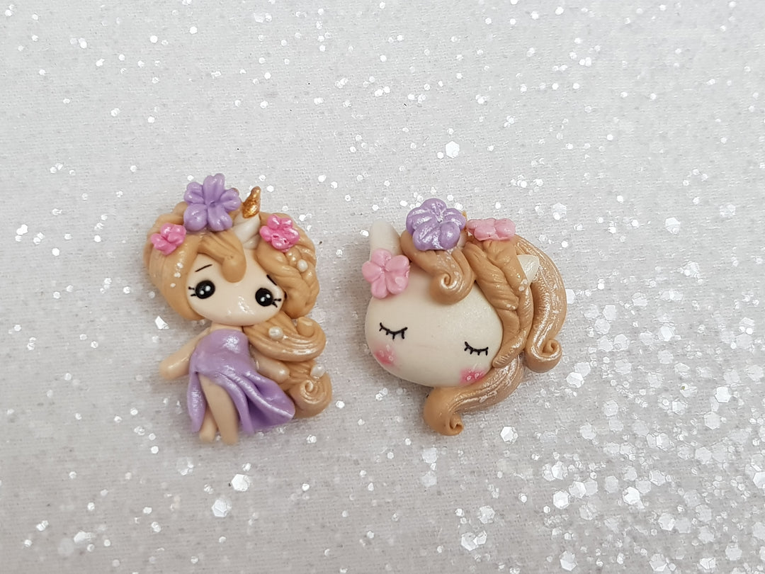 Clay Charm Embellishment - NEW A UNICORN GIRL/HEAD - Crafty Mood