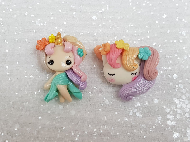 Clay Charm Embellishment - NEW C SHIMMER UNICORN GIRL/HEAD - Crafty Mood