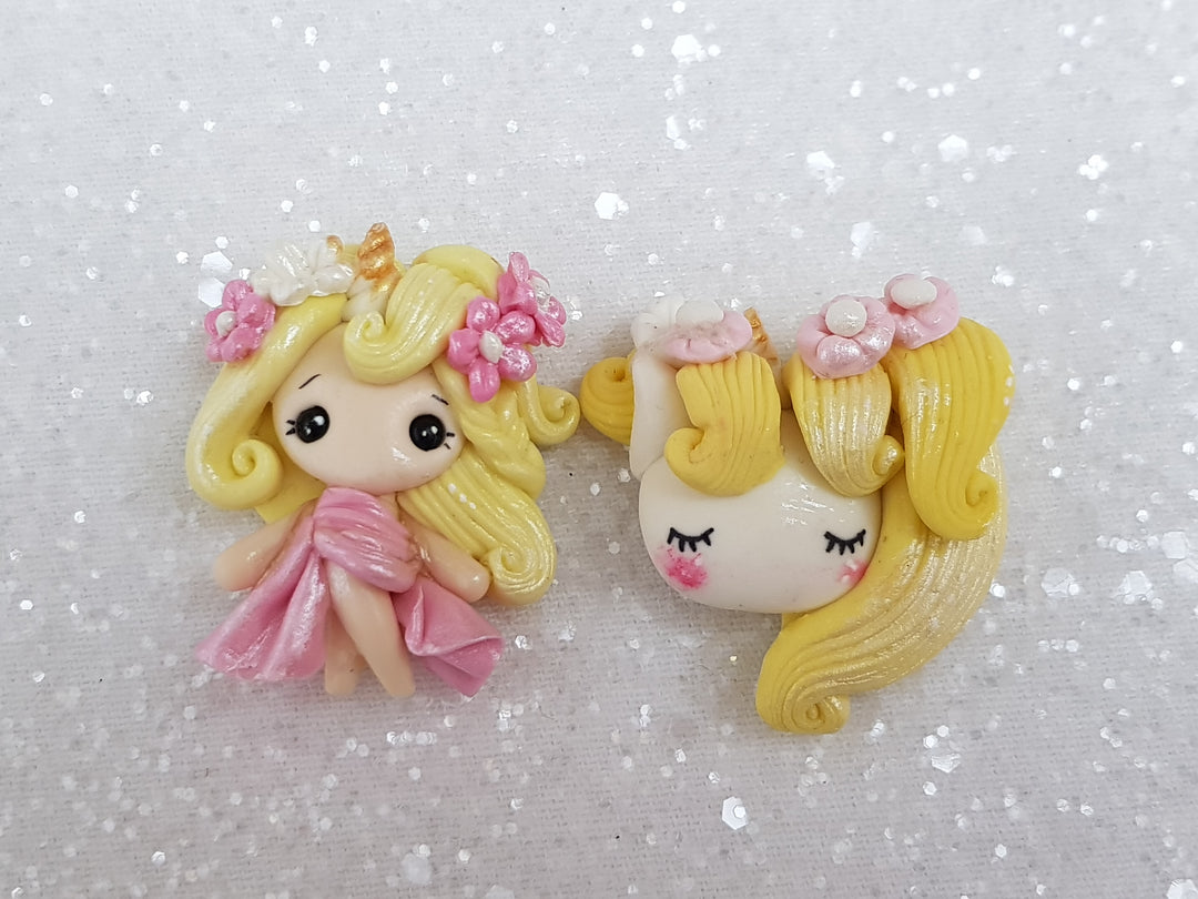 Clay Charm Embellishment - NEW D SHIMMER UNICORN GIRL/HEAD - Crafty Mood