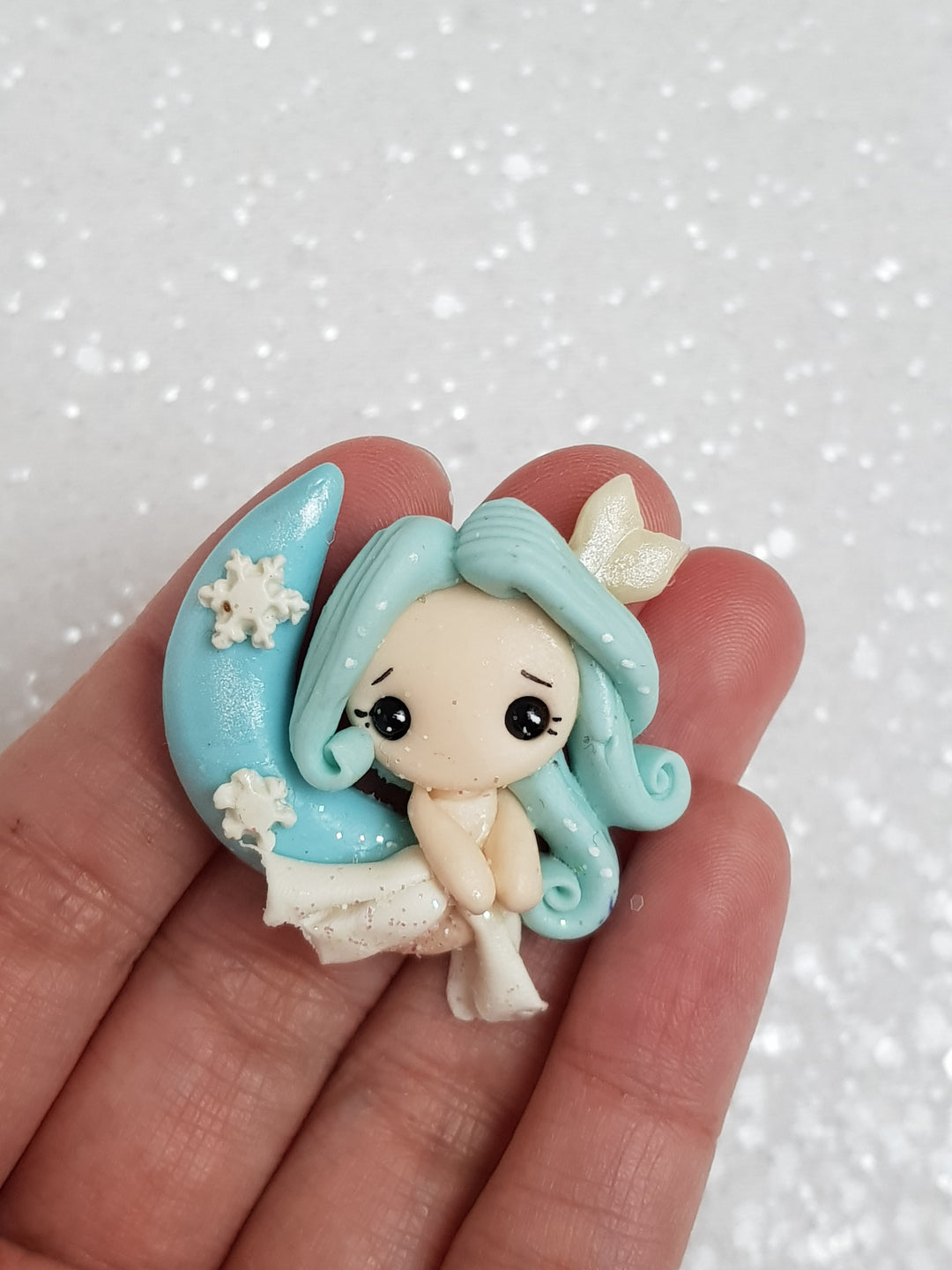 Clay Charm Embellishment - NEW GIRL ON THE MOON - Crafty Mood