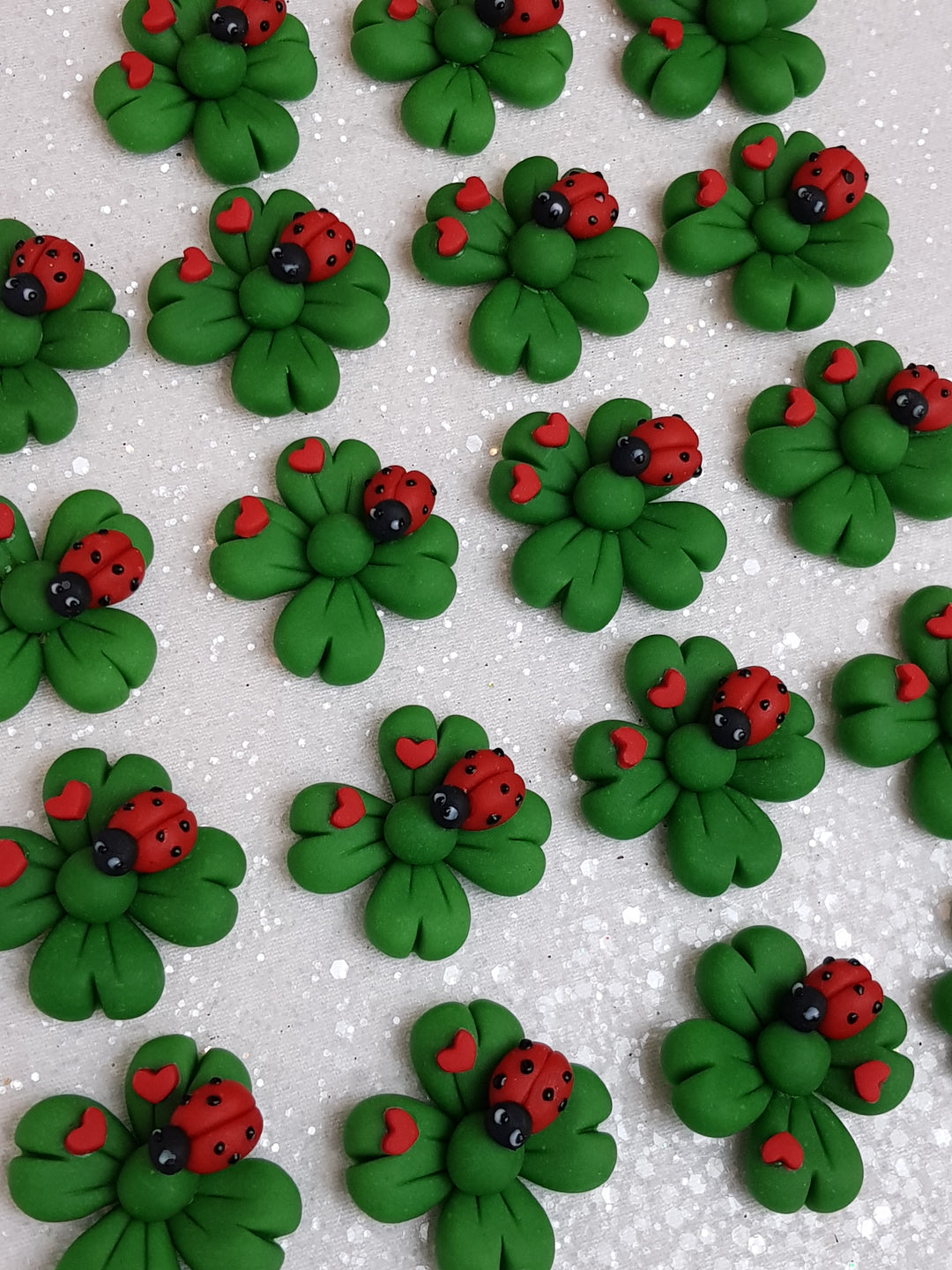 Clay Charm Embellishment - NEW SHAMROCK LADYBUG - Crafty Mood