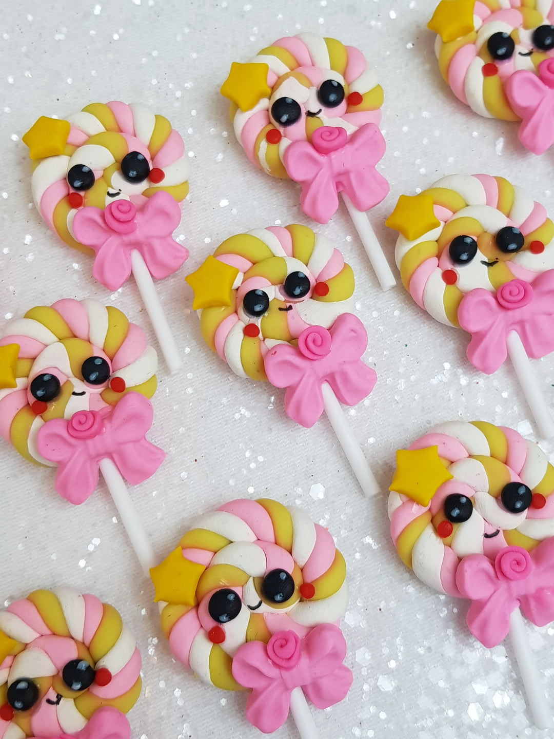 Clay Charm Embellishment - NEW LOLLIPOP - YELLOW PINK - Crafty Mood