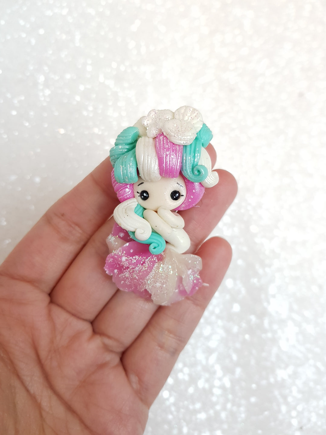 Clay Charm Embellishment - NEW SHIMMER WHITE MERMAID - Crafty Mood