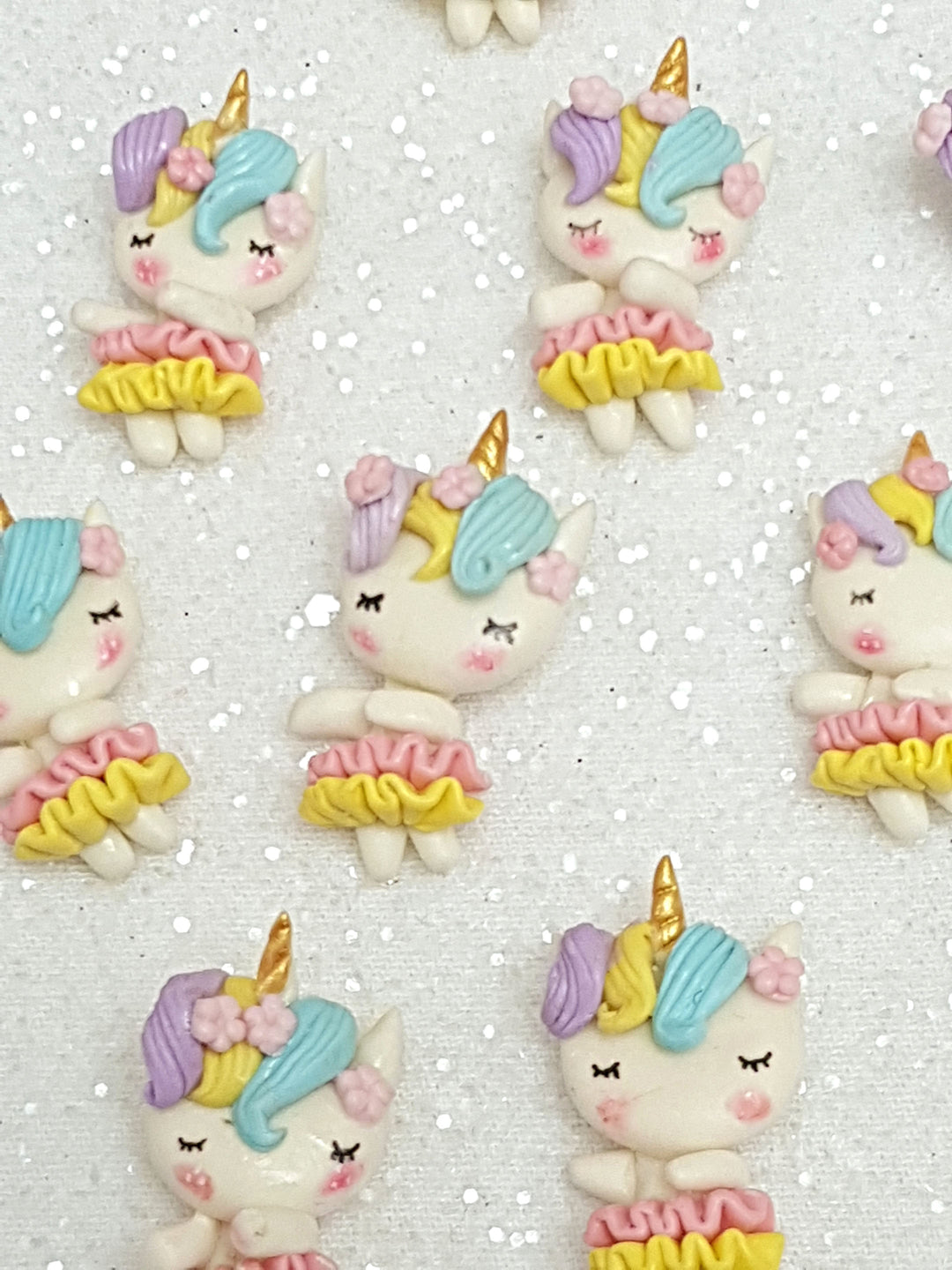 Clay Charm Embellishment - NEW DANCING UNICORN Yellow - Crafty Mood