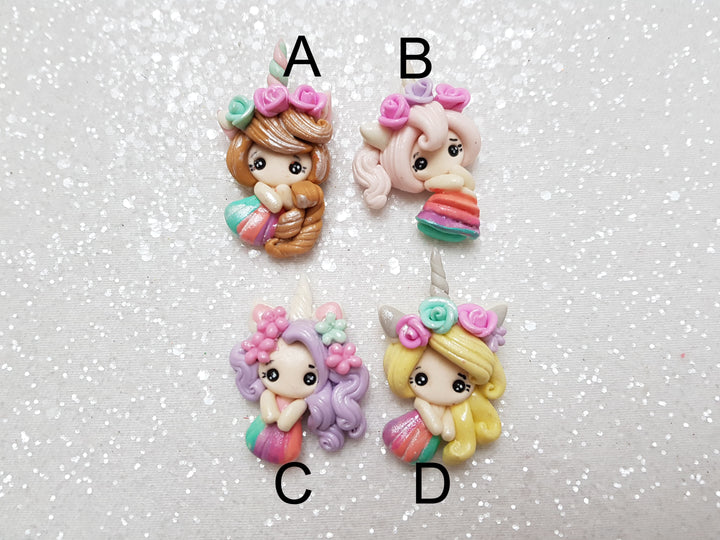 Clay Charm Embellishment - NEW RAINBOW UNICORN GIRL - Crafty Mood