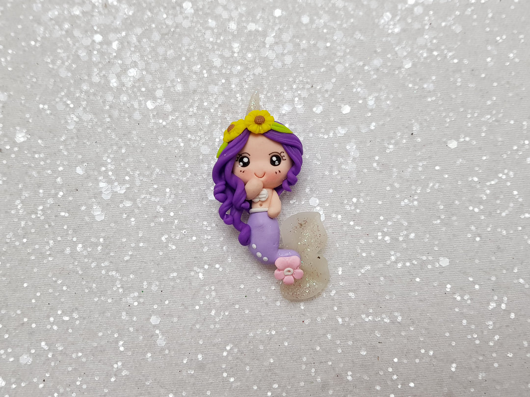 Clay Charm Embellishment - NEW GLITTERY MERMAID PURPLE LILAC - Crafty Mood