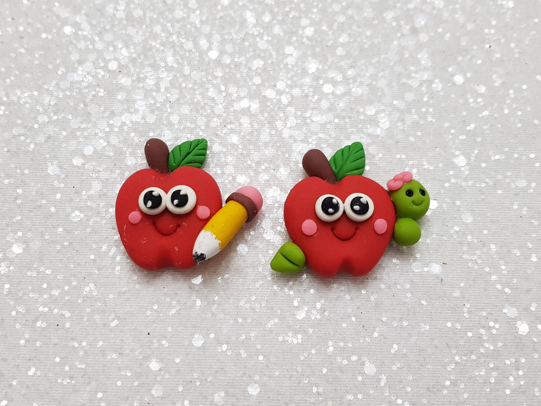 Clay Charm Embellishment - NEW SCHOOL APPLE - Crafty Mood