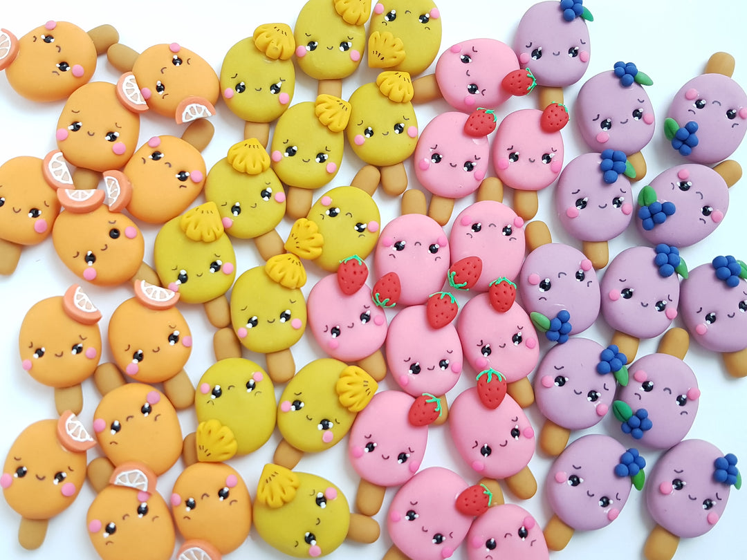 Clay Charm Embellishment - NEW Lollipop Ice Lollies Fruit - Crafty Mood
