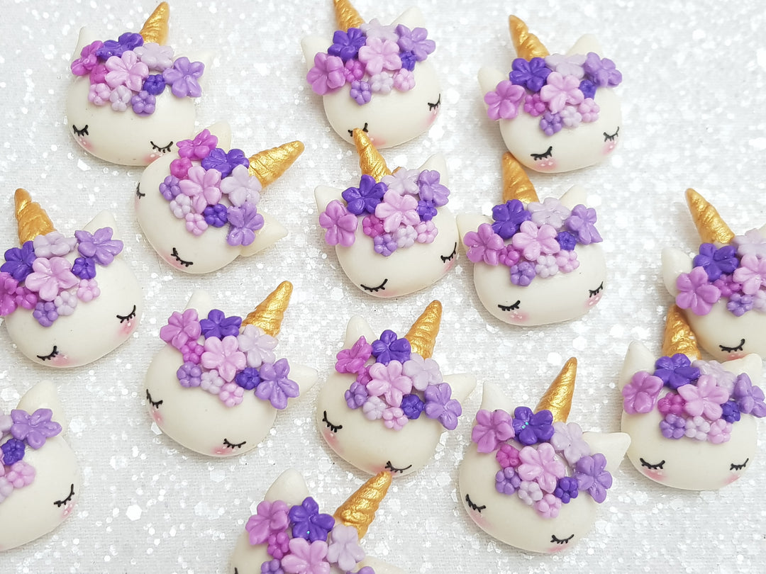Clay Charm Embellishment - NEW SLEEPY UNICORN - PURPLE - Crafty Mood