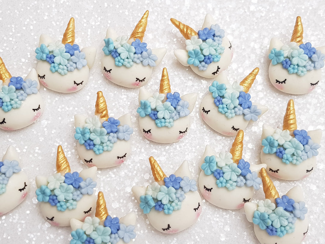 Clay Charm Embellishment - NEW SLEEPY UNICORN - BLUE - Crafty Mood