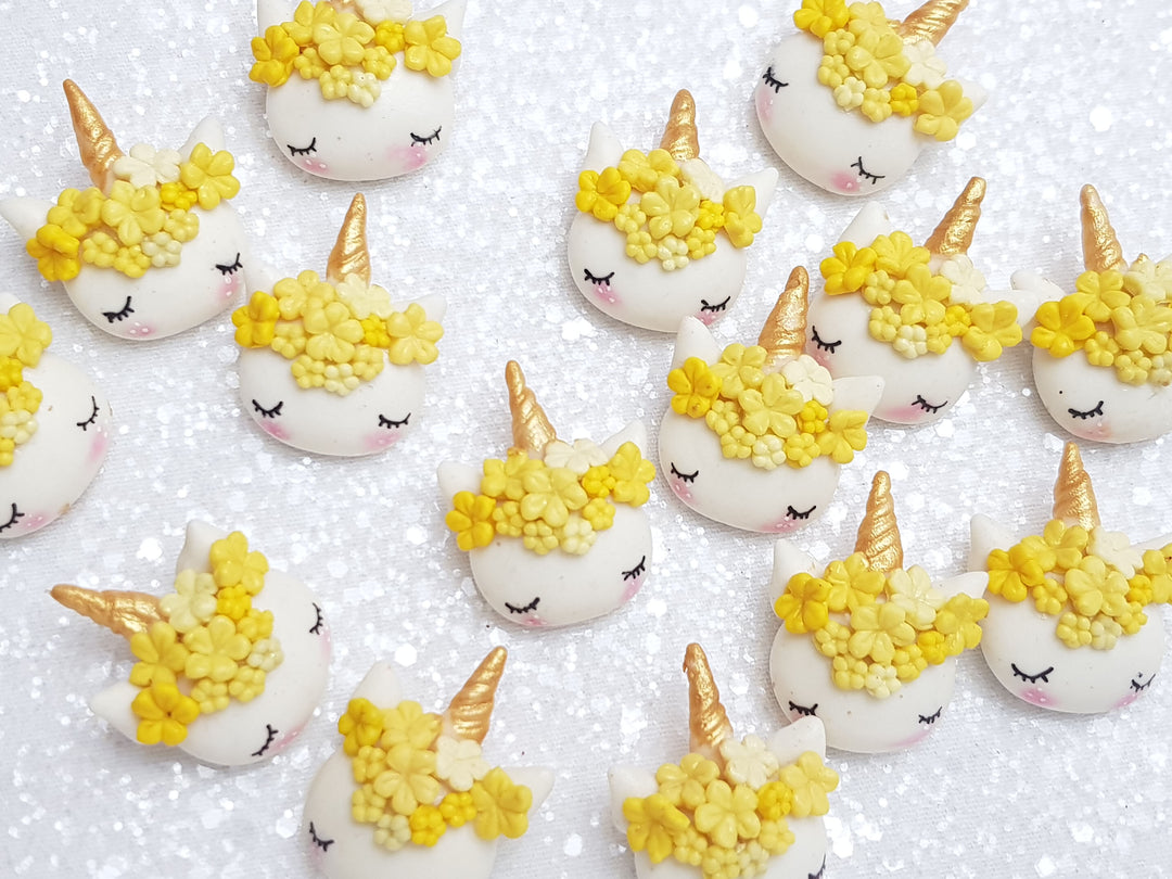 Clay Charm Embellishment - NEW SLEEPY UNICORN - YELLOW - Crafty Mood