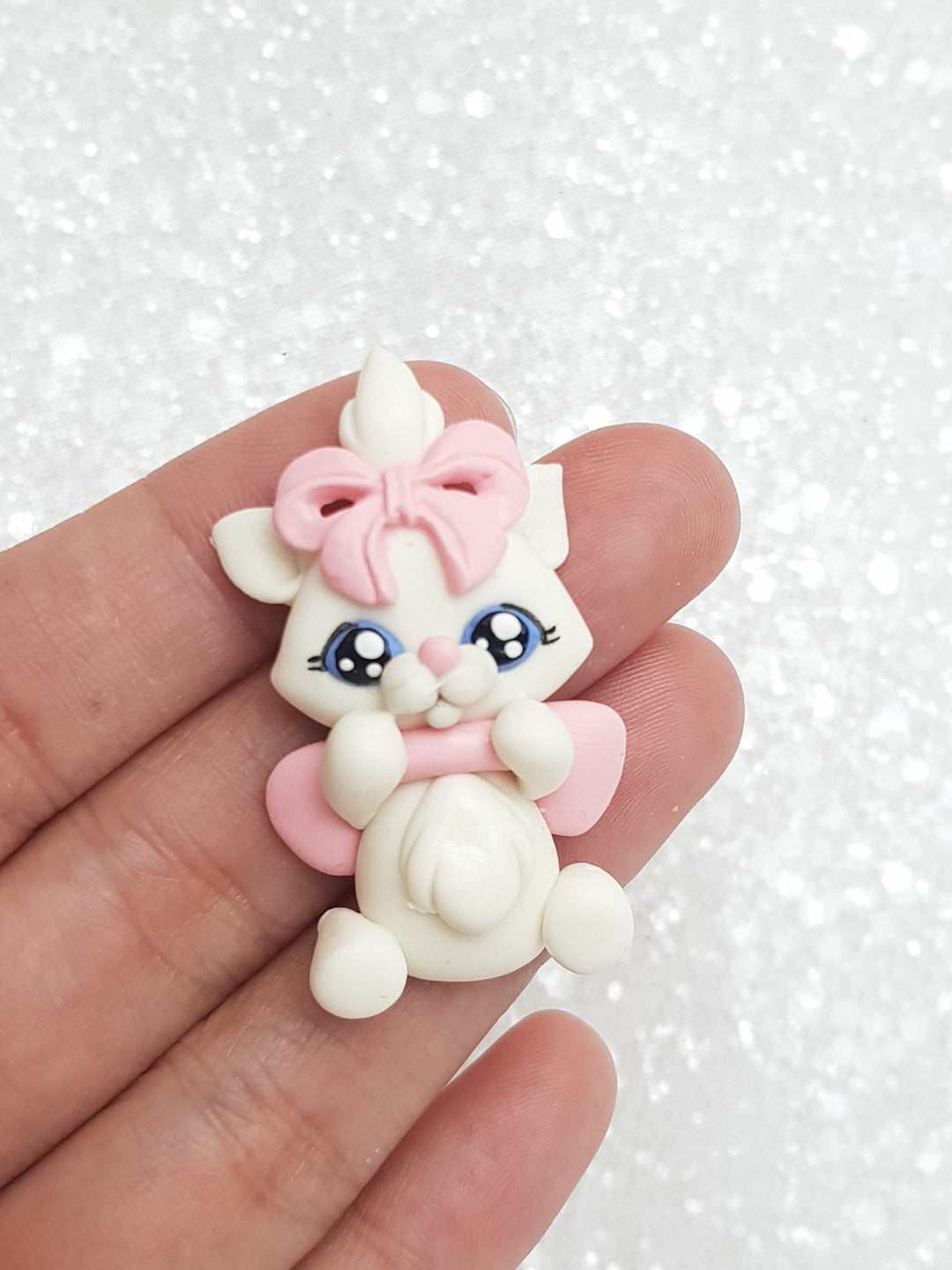 Clay Charm Embellishment - NEW WHITE CAT - Crafty Mood