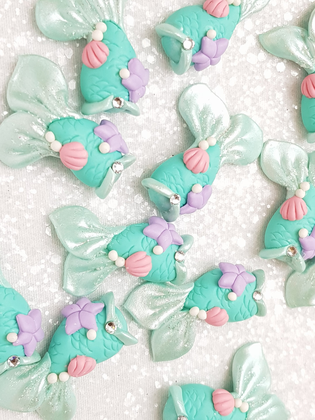 Clay Charm Embellishment - NEW MERMAID TAIL - MINT - Crafty Mood
