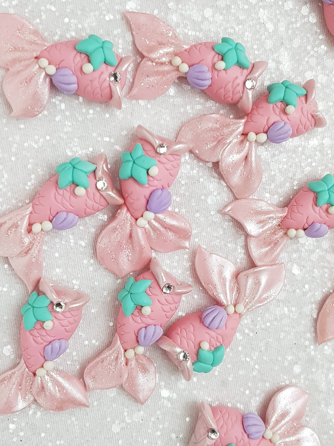 Clay Charm Embellishment - NEW MERMAID TAIL - PINK - Crafty Mood